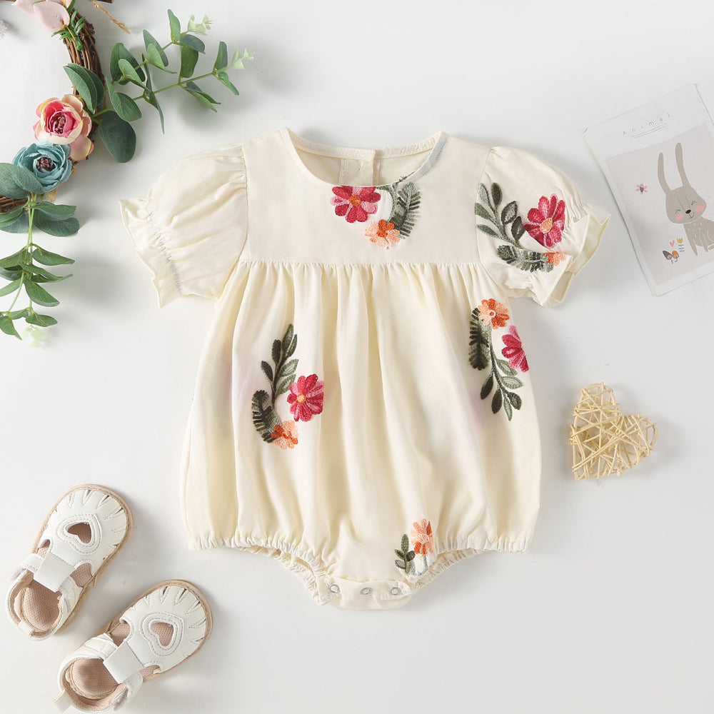 Summer Baby Kids Girls Floral Pattern Sleeveless Strap Top Dress And Bloomers Clothing Set/ Onesies 66 (3-6M) / Apricot 