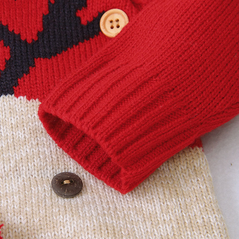 Baby Cartton Pattern Contrast Design Side Button Christmas Knitted Romper 73 (6-9M) / Navy Blue 