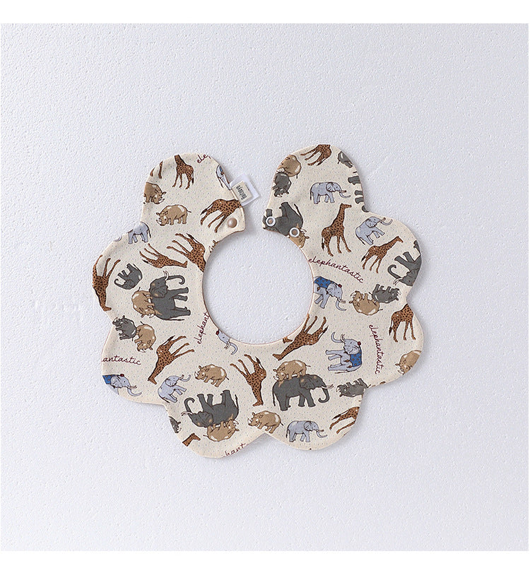 Adorable Simple Pattern Cotton Snap-on Flowers Shaped Bib S (0-1Y) / White 