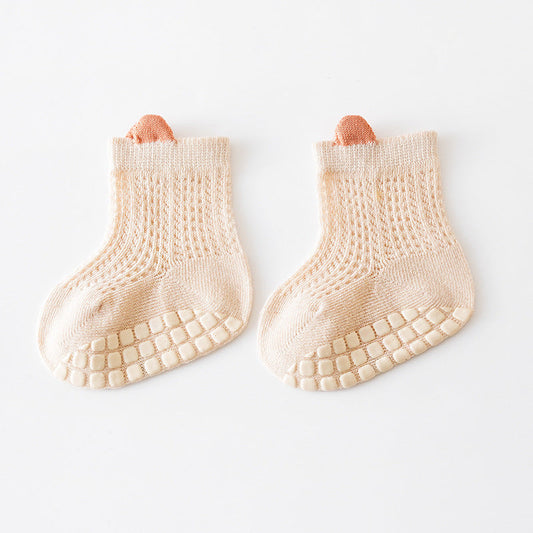 Baby Solid Color Non Slip Toddler Socks Thin Style Summer Socks S (0-1Y) / Blue 