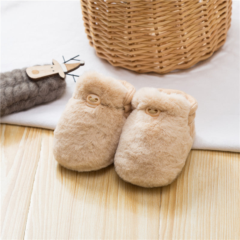Newborn Baby Solid Color Plush Warm Shoes Outfits In Autumn & Winter XS (0-6M) / White 