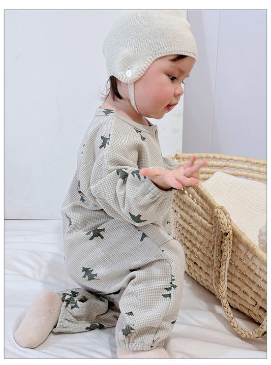 Spring Arrival Baby Unisex Long Sleeves Waffle Grid and Simple Pattern Rompers 66 (3-6M) / Pink 