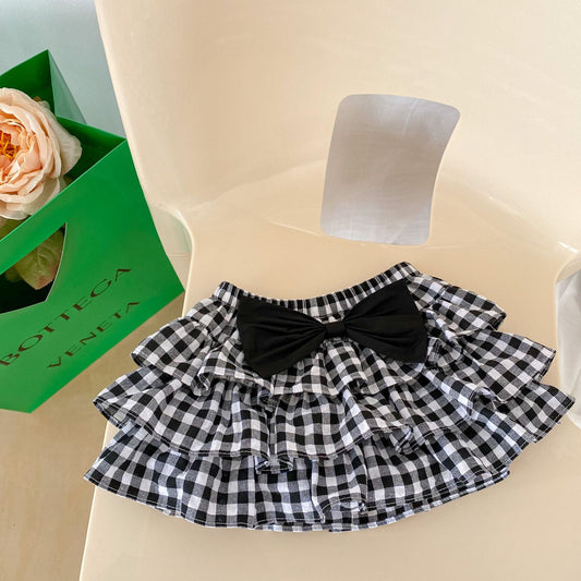 Baby Girl Solid Blouses Plaid Pattern Princess Skirt Sets 66 (3-6M) / Black 