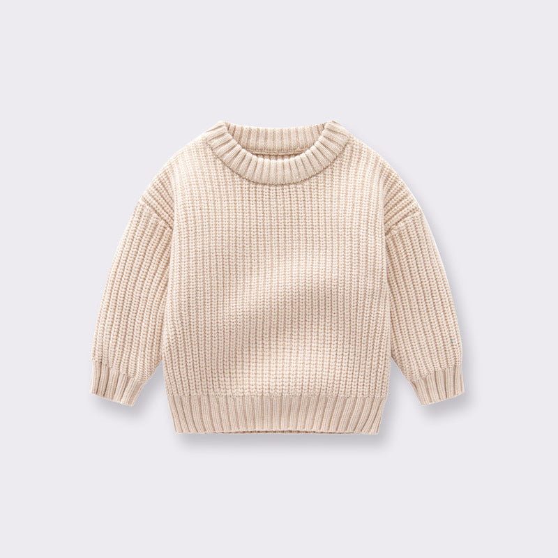 Baby Solid Color Handknit Design Quality Pullover Loose Sweater 66 (3-6M) / Apricot 