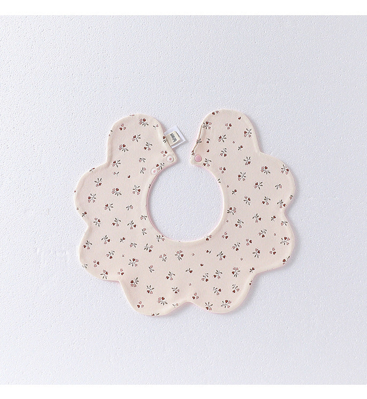 Adorable Simple Pattern Cotton Snap-on Flowers Shaped Bib S (0-1Y) / White 
