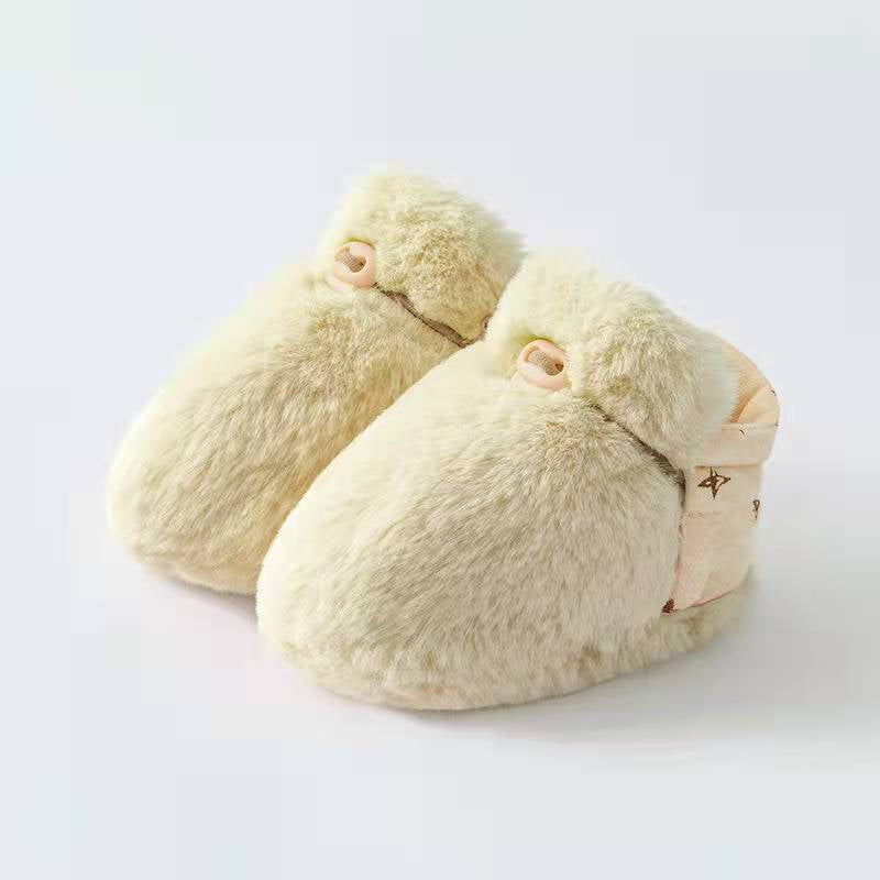 Newborn Baby Solid Color Plush Warm Shoes Outfits In Autumn & Winter XS (0-6M) / White 