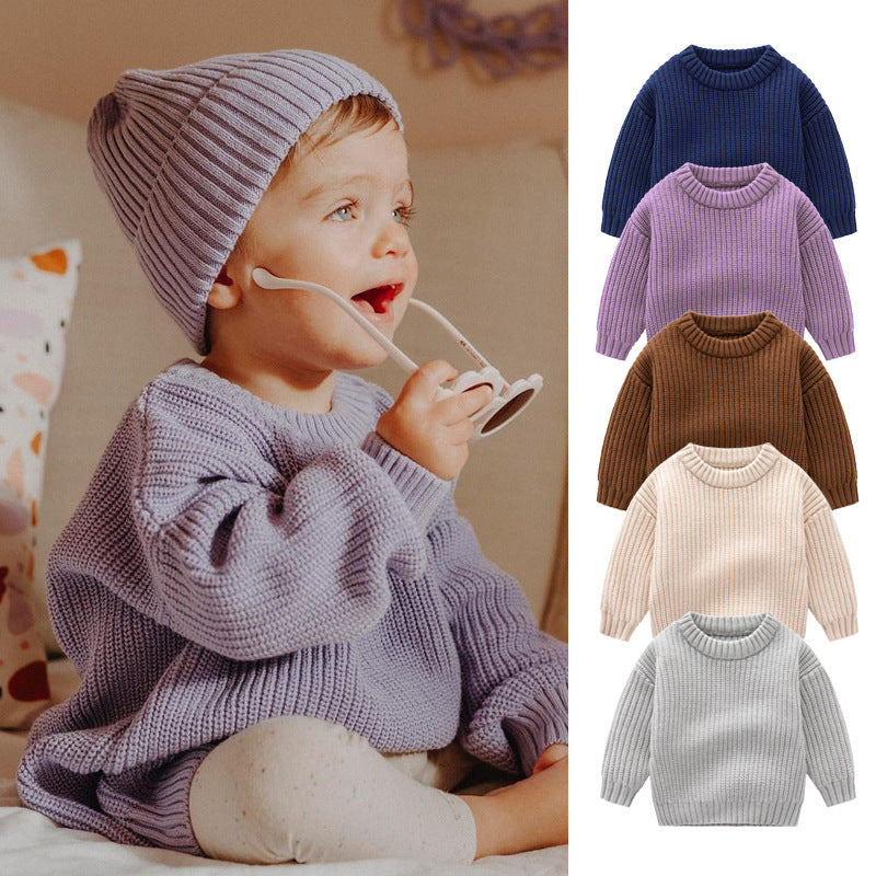 Baby Solid Color Handknit Design Quality Pullover Loose Sweater 66 (3-6M) / Apricot 