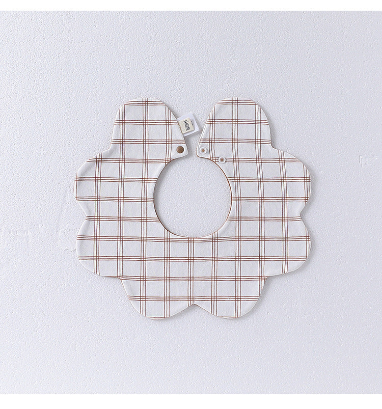 Adorable Simple Pattern Cotton Snap-on Flowers Shaped Bib S (0-1Y) / White 
