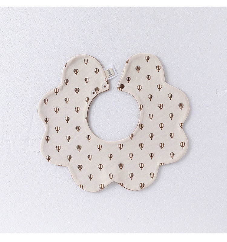 Adorable Simple Pattern Cotton Snap-on Flowers Shaped Bib S (0-1Y) / White 